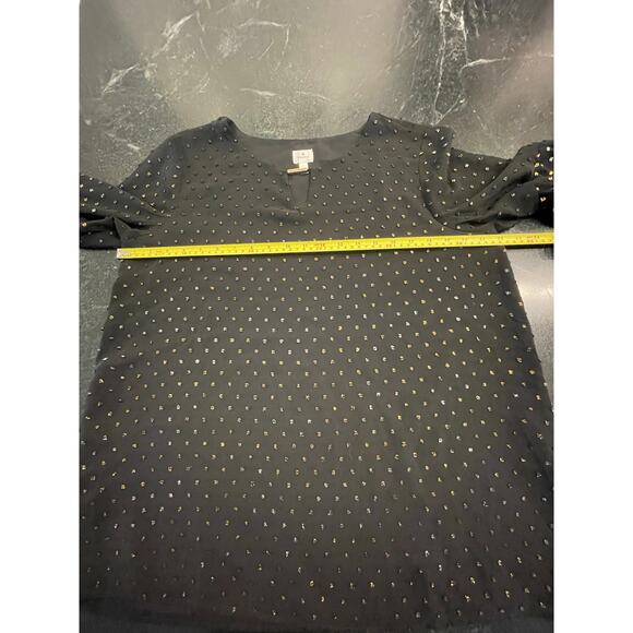 Dress Barn Black blouse with metallic accents LG - Picture 8 of 10